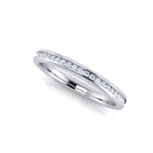 18k White Gold Channel-Set Diamond Ring