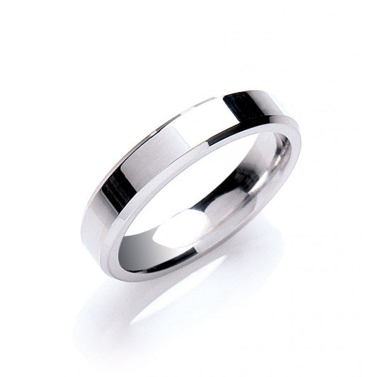 Wedding Band – 4mm Flat Court Bevelled Edge