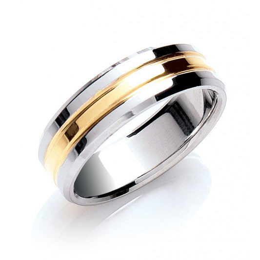 7mm Two Colour (Y & W) Wedding Band