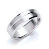 7mm Flat Court Bevelled Edge Centre Groove Matt Wedding Band