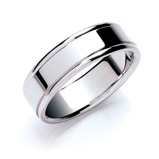 7mm Flat Court Track Edge Polish Wedding Band