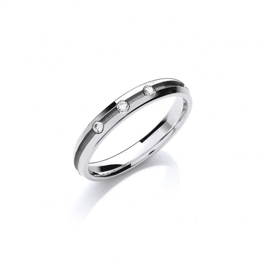 Wedding Band – 0.06ct 3st Brilliant Cut Diamond Set 3mm Court Centre Groove