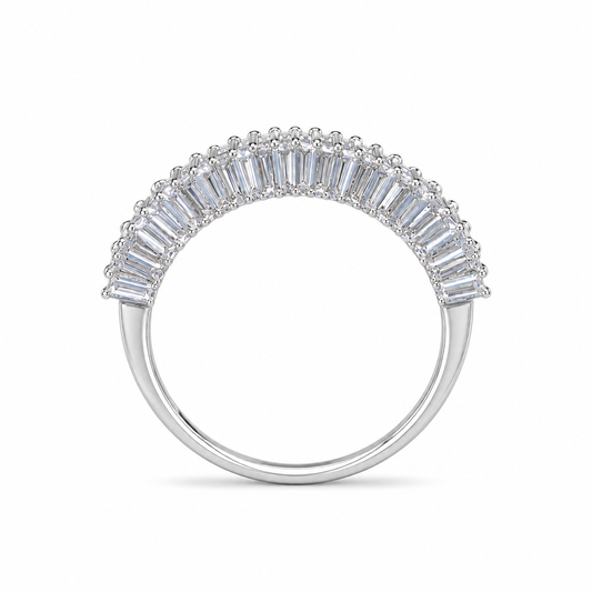 4ct Natural Diamond Baguette Half-Eternity Ring in 18K White Gold
