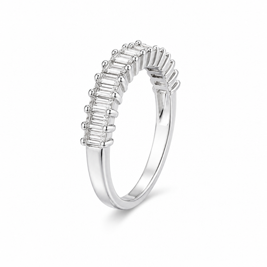 4ct Natural Diamond Baguette Half-Eternity Ring in 18K White Gold