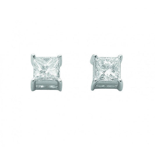 18k White Gold 0.50ct Claw Set H/VS Princess Cut Diamond Stud Earrings
