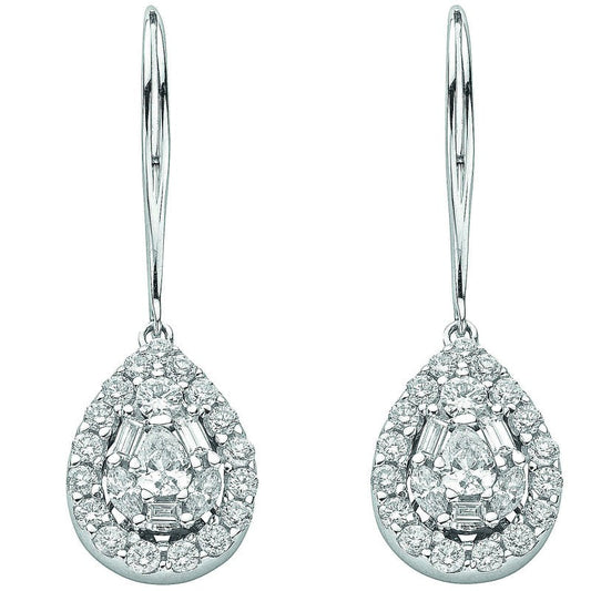 18k White Gold 1.70ct Diamond Drop Earrings