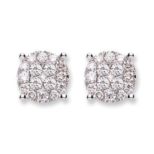 18k White Gold 1.00ct Cluster Diamond Studs