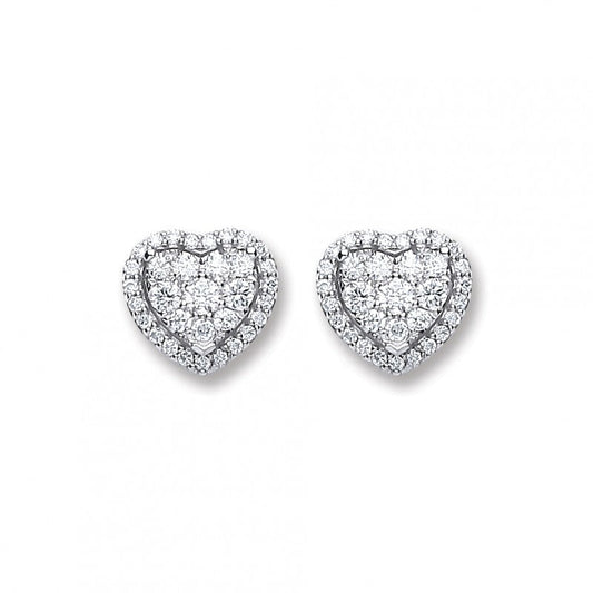 18k White Gold 0.45ct Diamond Heart Stud Earrings