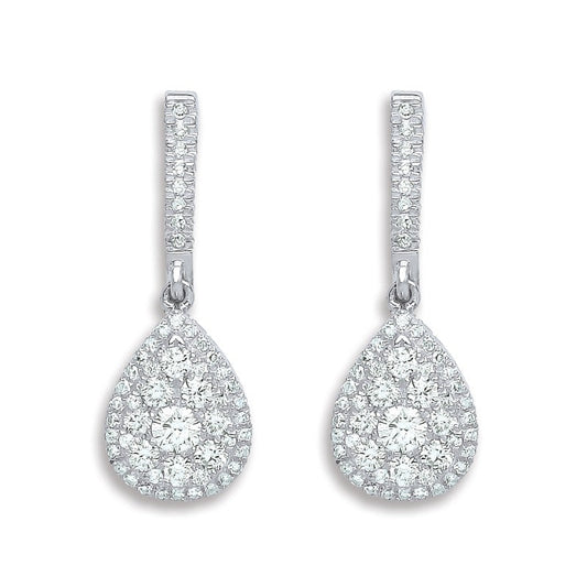 18k White Gold 0.75ct Diamond Drop Earrings