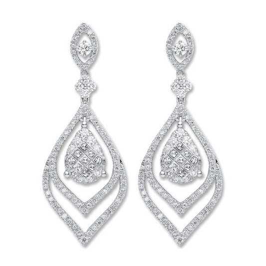 18k White Gold 2.00ct diamond Drop Earrings