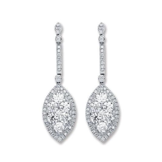 18k White Gold 2.50ct diamond Drop Earrings