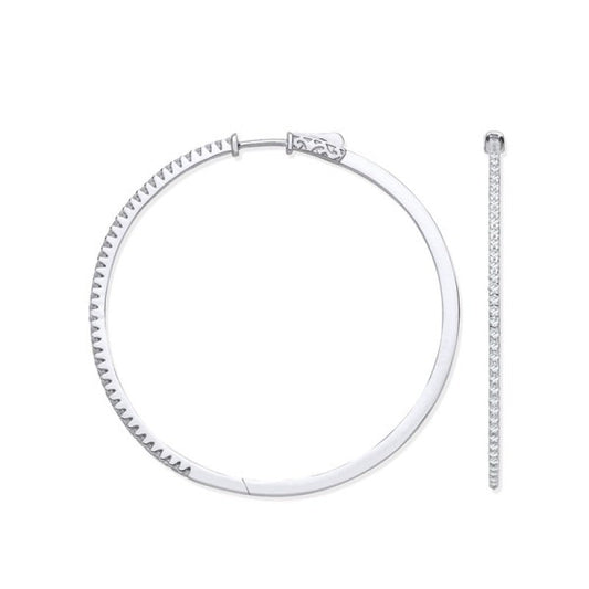 18k White Gold 1.20ct Claw Set Hoop Earrings