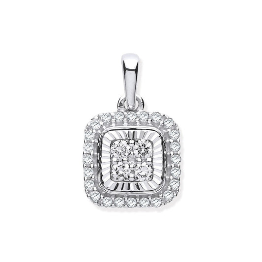 9k White Gold D/C Bezel Square 0.25ct Diamond Pendant