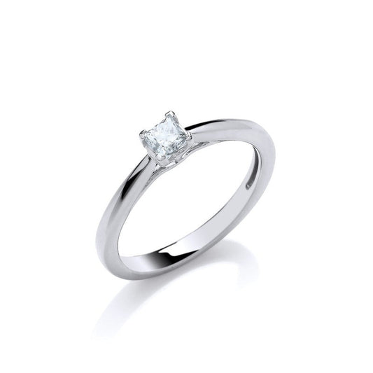 18k White Gold 0.25ct Princess Cut Diamond Engagement Ring