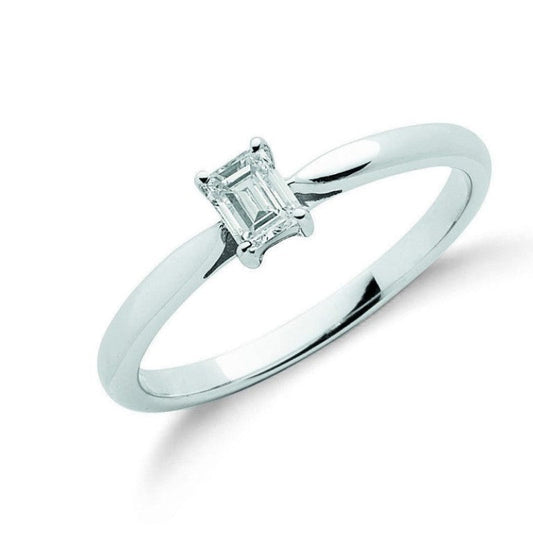 18k White Gold 0.25ct Emerald Cut Diamond Engagement Ring