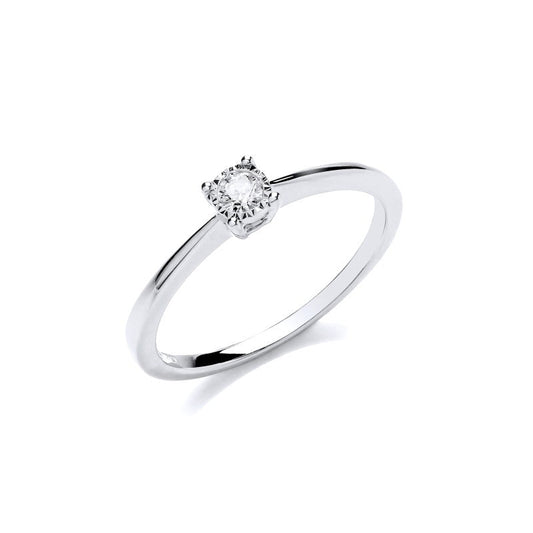 9k White Gold 0.10ct Solitaire Ring