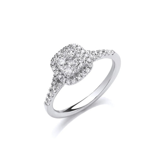 18k White Gold 0.55ct Halo Ring