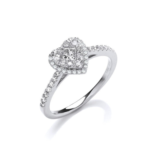 18k Heart Shaped 0.50ct Dress Ring.