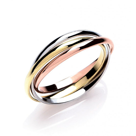 Russian Wedding Band – 2mm Yellow White & Rose Gold
