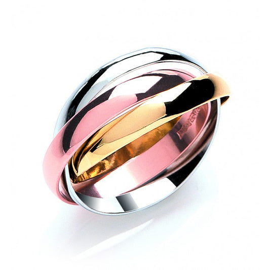 Russian Wedding Band – 3mm Yellow White & Rose Gold