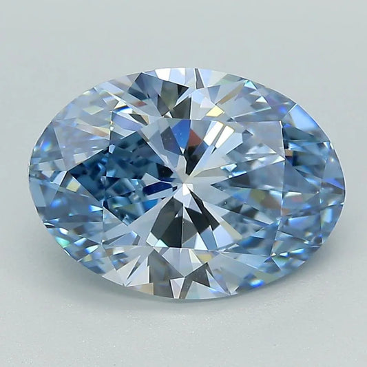 3.00ct Oval Lab Grown Diamond (Colour Fancy Vivid Blue, Clarity IF, Cut GD, IGI Certified)