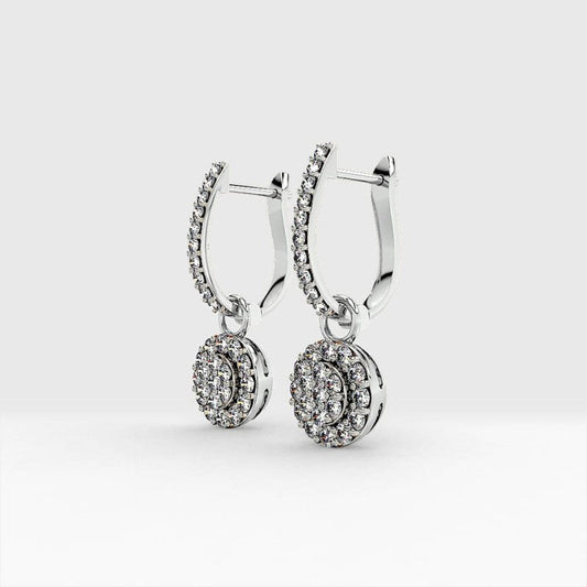 Halo Diamond Drop Earrings