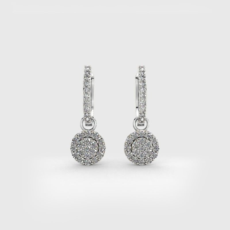 Halo Diamond Drop Earrings