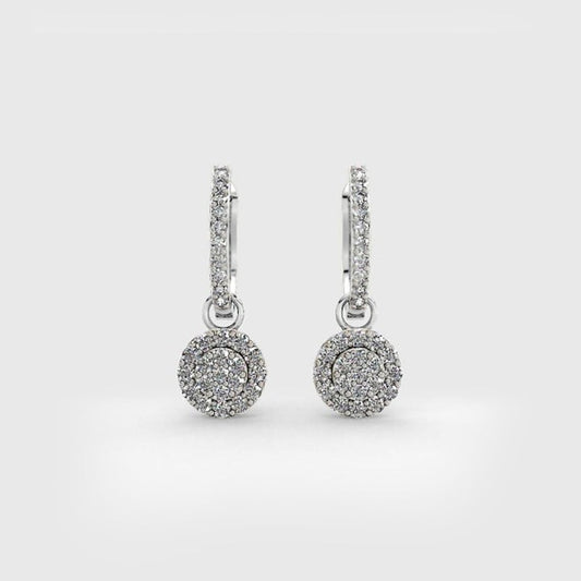 Halo Diamond Drop Earrings