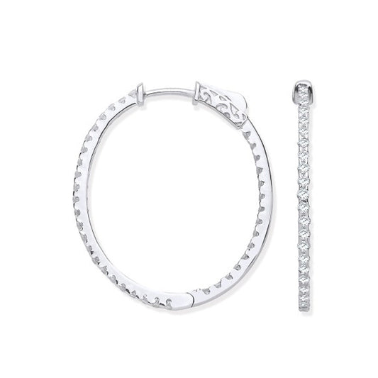 18k WG 1.27ct Diamond set Inside & Outside Oval Hoops