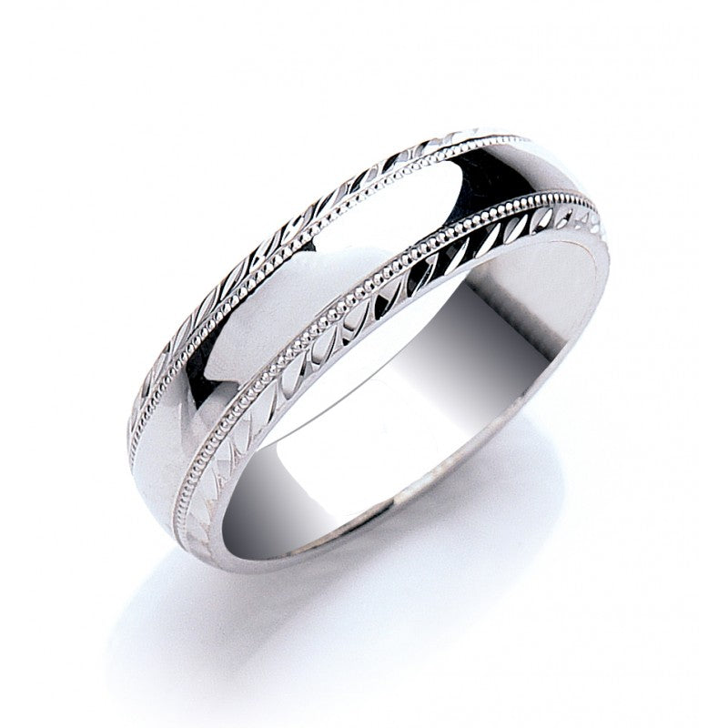 6mm Court Millgrain Edge & D/C Wedding Band