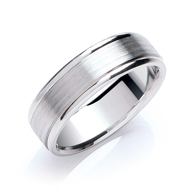 7mm Flat Court Track Edge Matt Wedding Band