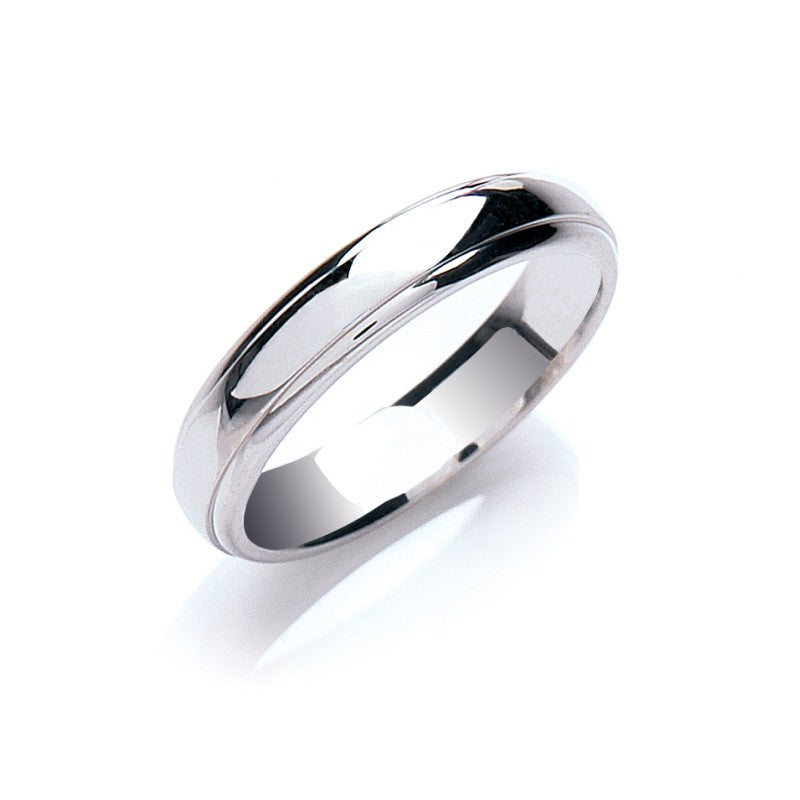 4 mm Court Track Edge Wedding Band