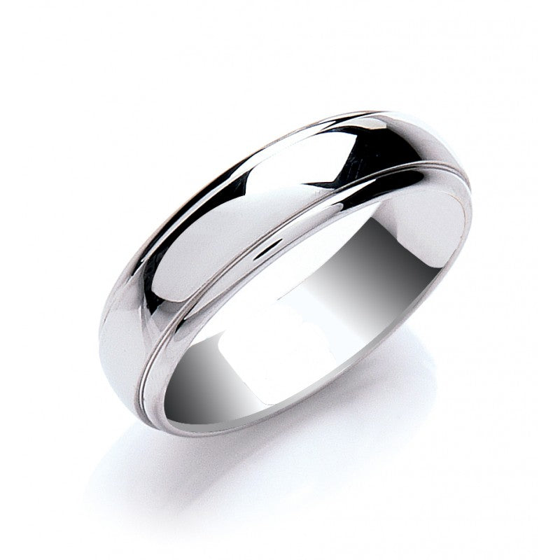 6mm Court Track Edge Wedding Band