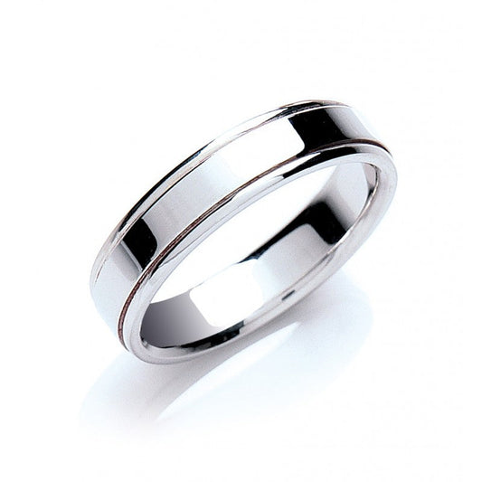 5mm Flat Court Track Edge Polish Wedding Band