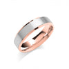 6mm Flat Court Bevelled Edge, Matt Centre Two Colour Wedding Band