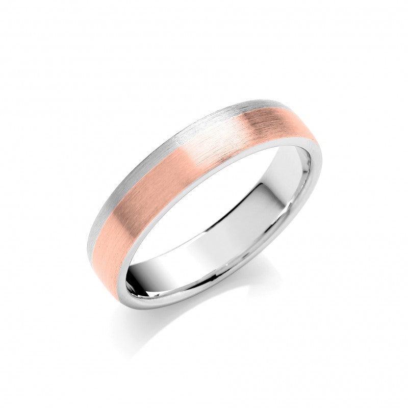 5mm Flat Court Two Colour Matt Finish Wedding Band