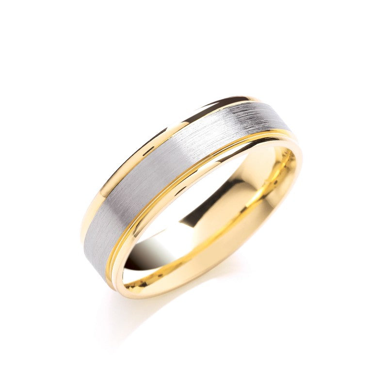 6mm Two Colour Matt Centre – Polish Edge Wedding Band