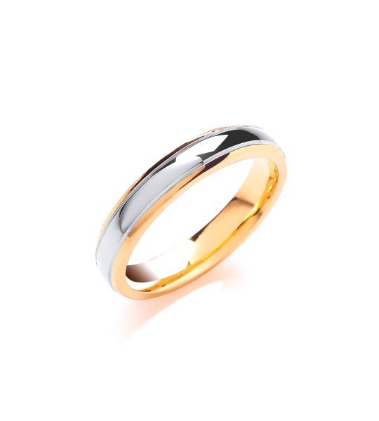 4 mm Court Track Edge Two Colour Wedding Band