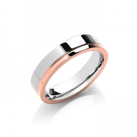 5mm Flat Court Two Colour Side Groove Wedding Band