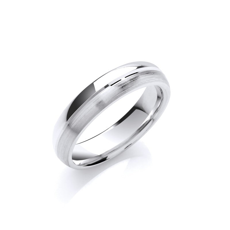 5mm Court Matt & Polished Finish Groove Wedding Band