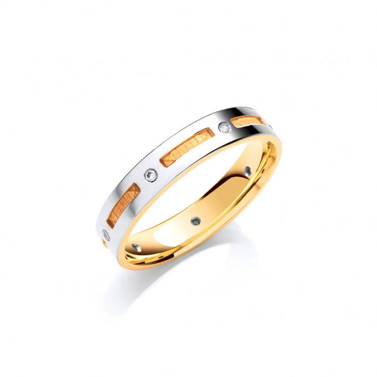 Wedding Band – 0.07ct 7st Brilliant Cut Diamond Set 4mm Y/W Flat Court