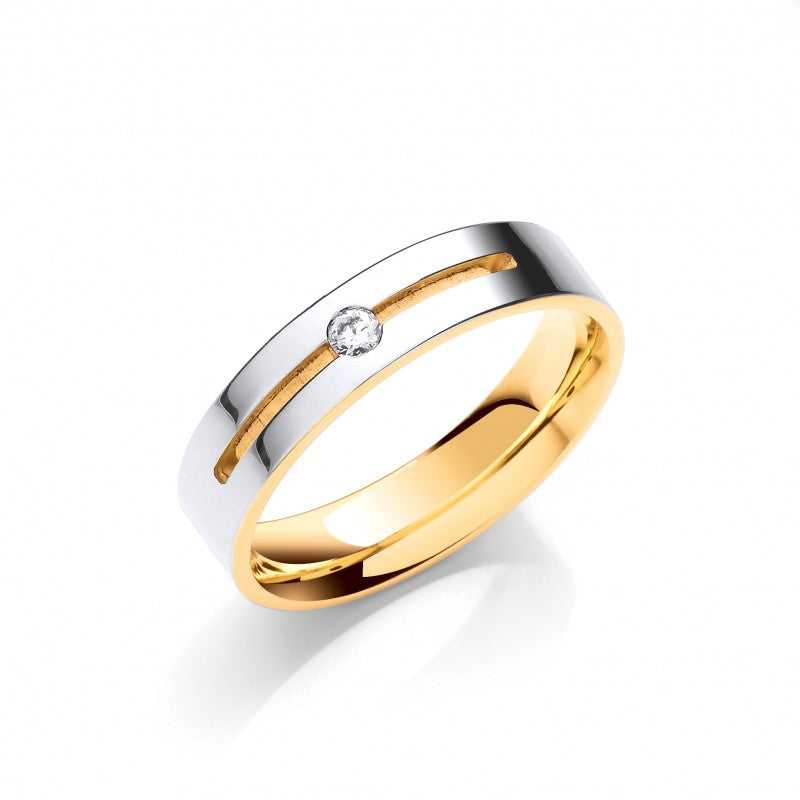 Wedding Band – 0.05ct S/S Brilliant Cut Diamond Set 5mm Y/W Flat Court