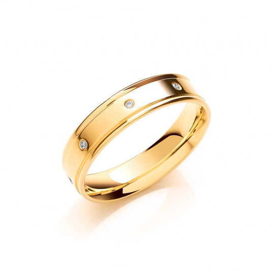 Wedding Band – 0.08ct 8st Brilliant Cut Diamond Set 5mm Flat Court Track Edge