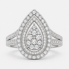 9K White Gold – 1ct Lab-Grown Diamond Teardrop Halo Ring