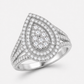 9K White Gold – 1ct Lab-Grown Diamond Teardrop Halo Ring