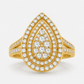 9K Yellow Gold – 1ct Lab-Grown Diamond Teardrop Halo Ring