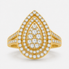 9K Yellow Gold – 1ct Lab-Grown Diamond Teardrop Halo Ring