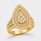 9K Yellow Gold – 1ct Lab-Grown Diamond Teardrop Halo Ring