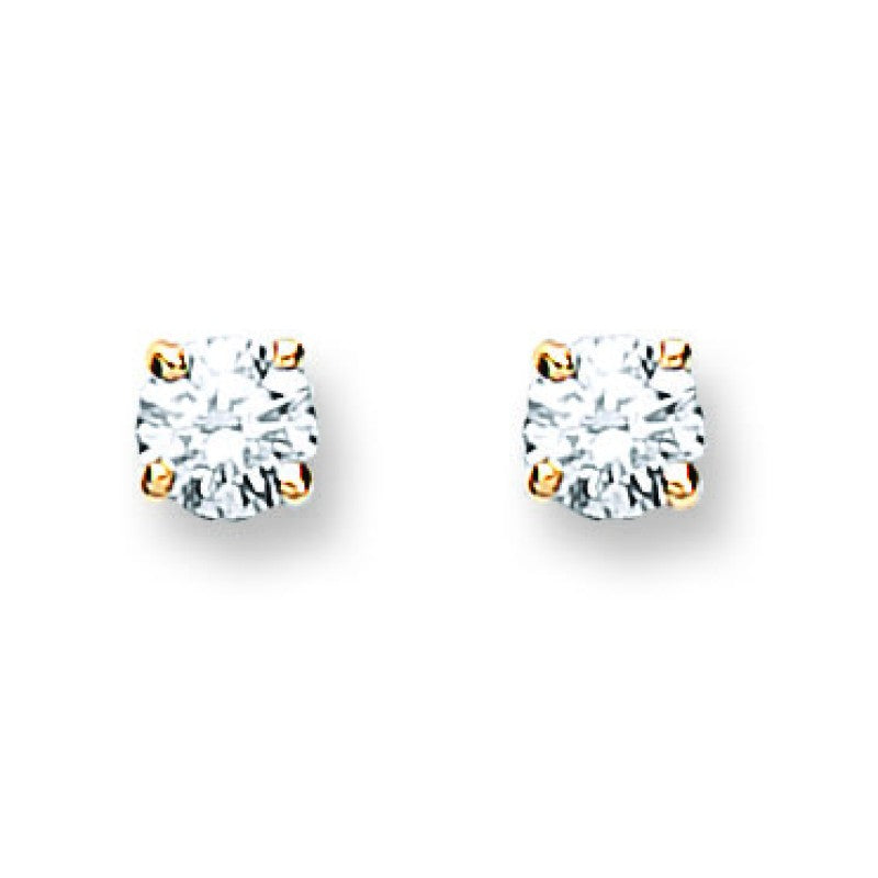 18k Yellow Gold 0.25ct Claw Set Diamond Stud Earrings