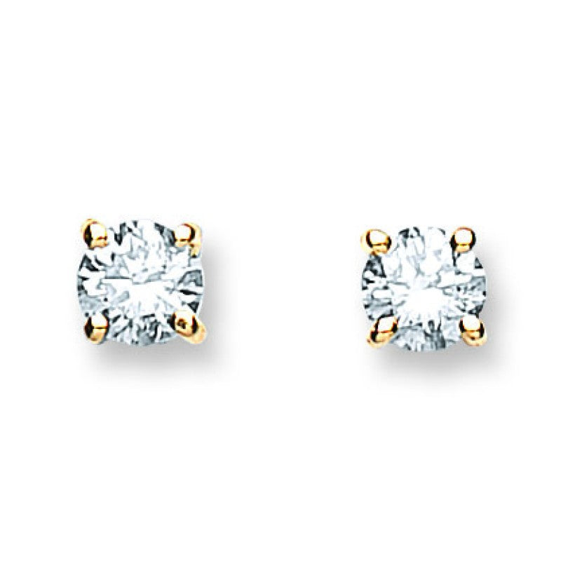 18k Yellow Gold 0.50ct Claw Set Diamond Stud Earrings